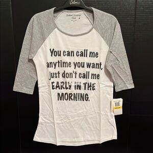 Rebellious One Gray and White Raglan Top